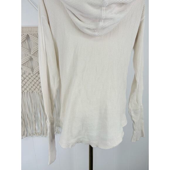 Free People Margo Essential Thermal Hoodie Womens Medium Cream Ivory - Picture 7 of 9